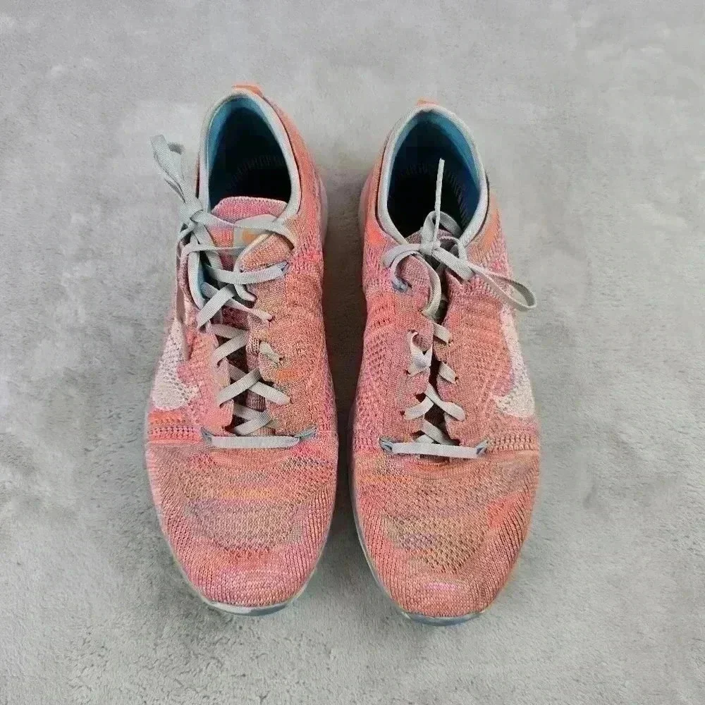 Nike Women’s Free TR Flyknit Sneakers Blue/Orange 718785 803 Size 8 No Insloes